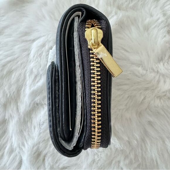 Tory Burch Amanda Trifold Compact Wallet with Zip-around Pouch Black - Picture 8 of 14